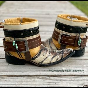 Sz 6.5 Faux Stingray Western Cowgirl Ankle boots